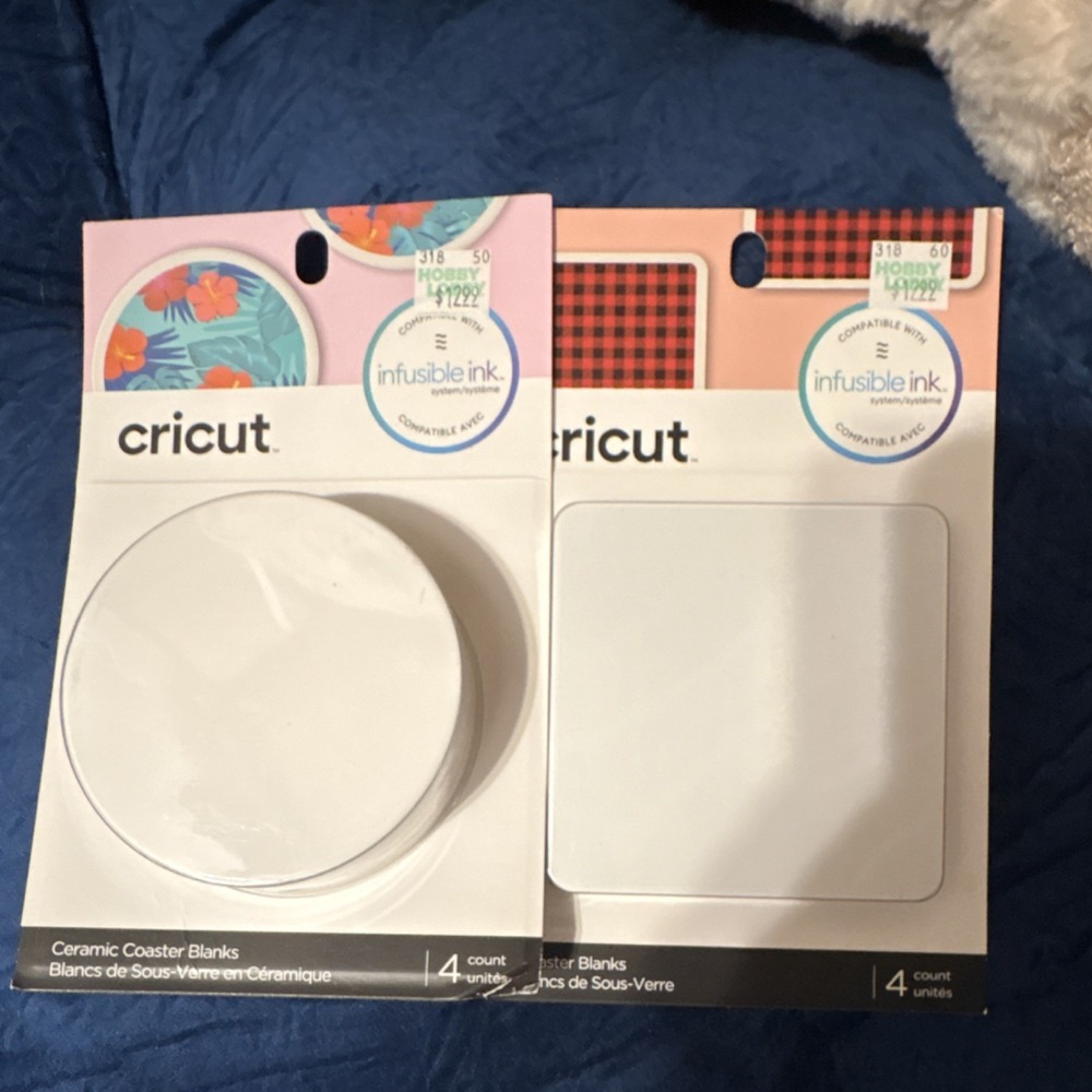 Cricut Ceramic Coaster Blanks 4 Count Round & Square MPN 2006581 2006582